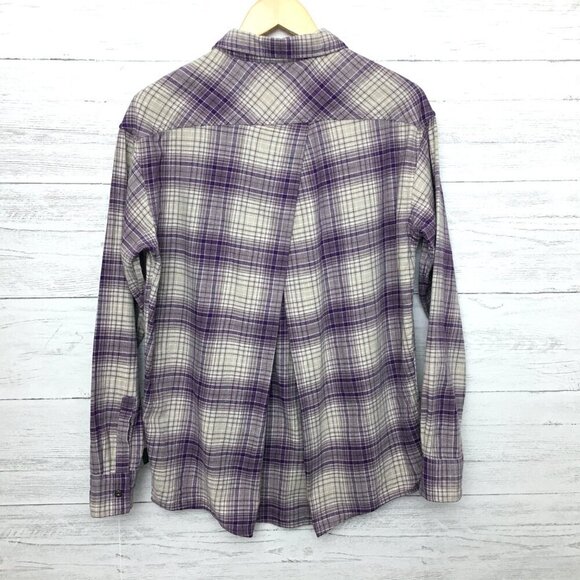 Patagonia Women's Purple Plaid Shirt Driving Song Button Up Back Pleat Small - Picture 2 of 10